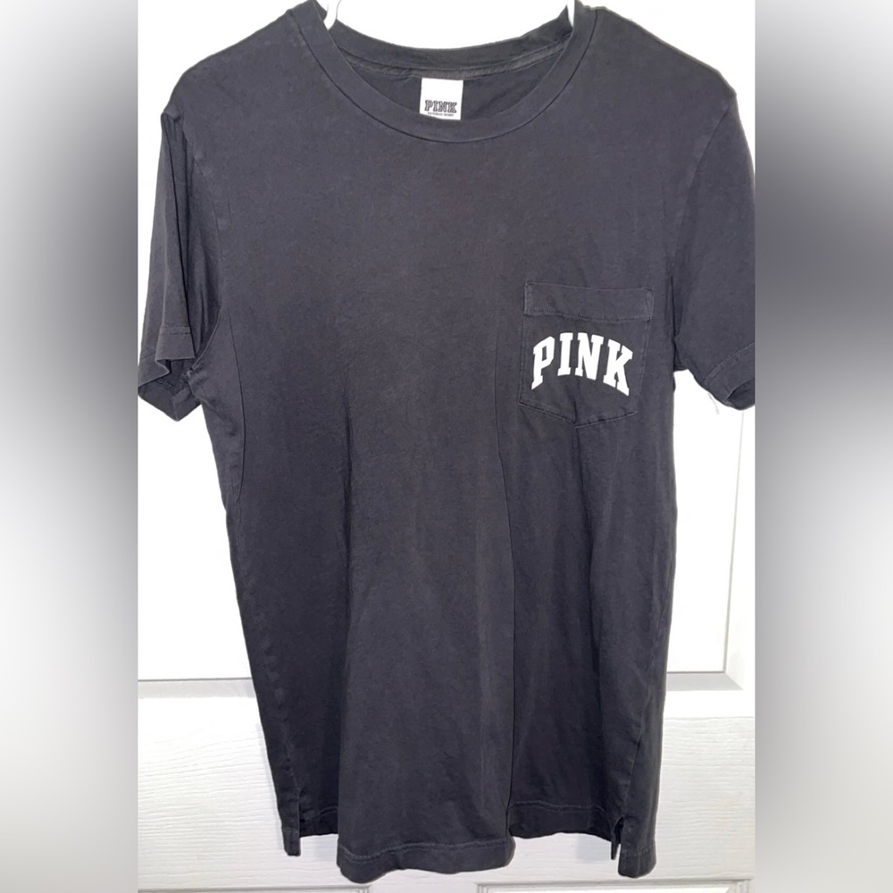 PINK Victoria's Secret Charcoal Tee with White Logo